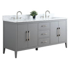 Mobile bagno Vanity Art 72 con doppio lavabo e piano in marmo composito
