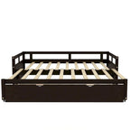 Letto da giorno allungabile con letto estraibile, letto da giorno in legno con letto estraibile
