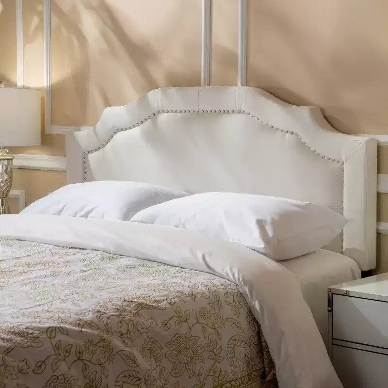Cabeceira contemporânea estofada em tecido, biselada, para cama de casal/queen-size