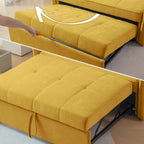 Rozkładana sofa z funkcją spania, tapicerowana żółtą tkaniną szenilową – 39.00 x 53.50 x 31.50