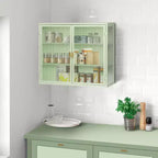 Meuble mural moderne Okak à 2 portes avec rangement à 3 niveaux et portes vitrées, pour entrée/salle à manger/salon/cuisine
