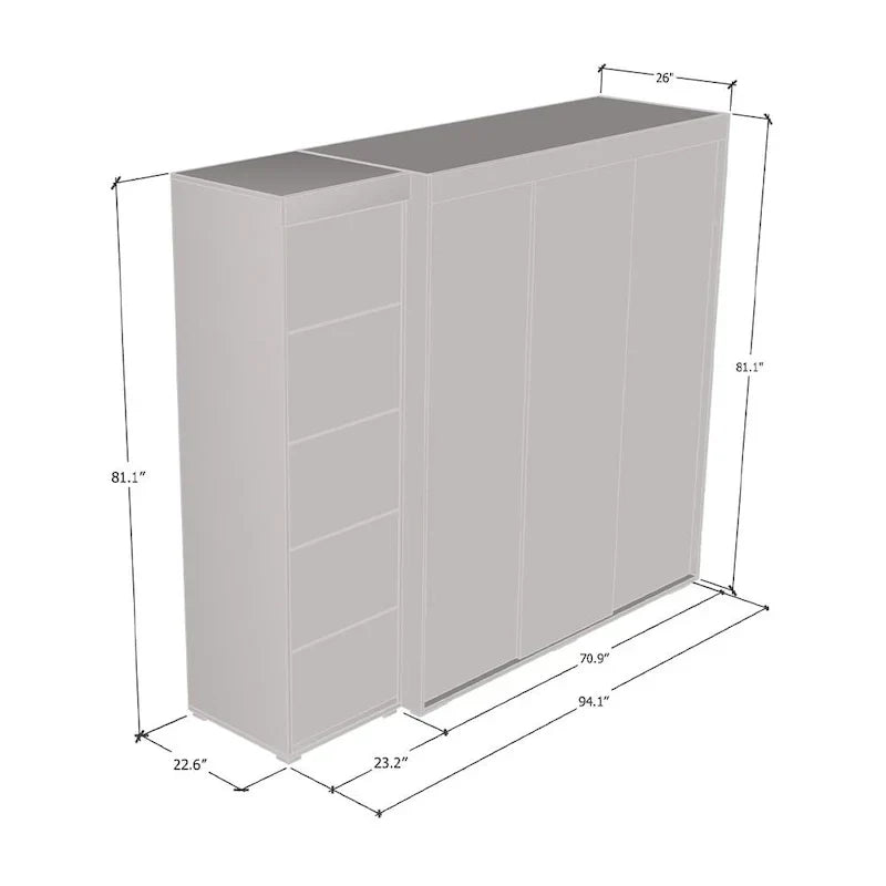 Kleiderschrank mit drei Spiegeln