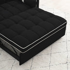 Sofá-Cama Convertível de Veludo para 2 Pessoas, com 55', Cama Extensível, Encosto Reclinável Ajustável, Bolsos Laterais e Suporte para Telemóvel