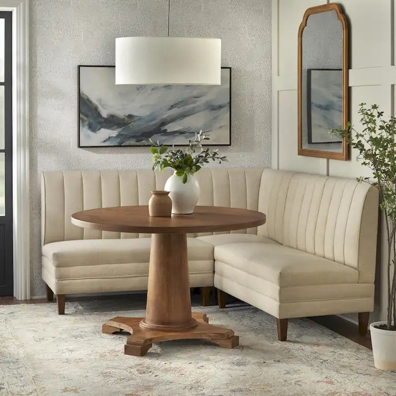 Conjunto de banqueta estofada de 3 peças Lifestorey Kerrington com costas caneladas
