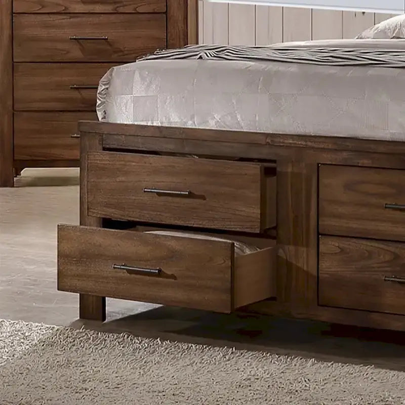 Letto con 6 cassetti sottoletto in noce