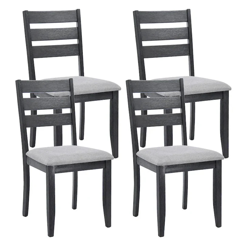 Set aus 4 Holz-Esszimmerstühlen mit Lattenrücken