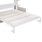 Whisen modernes Murphy-Bett in Queensize mit Holzrahmen, Wandbett mit Sofa und Regalen