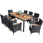 Lacoo Garten-Essgruppe aus PE-Korbgeflecht und Akazienholz für die Terrasse