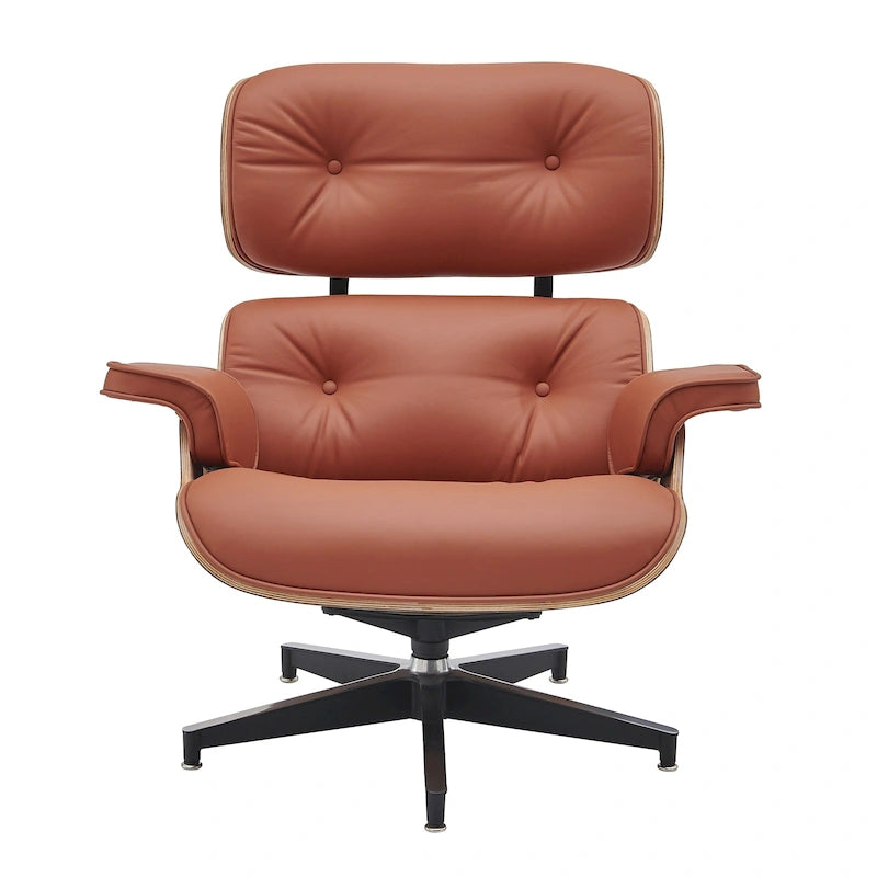 Moderner Ledersessel im Mid-Century-Stil, Relaxsessel mit Armlehnen und Liegefunktion