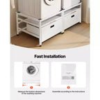 Socle pour lave-linge et sèche-linge VEVOR, hauteur de 22,6 po, 29 x 29 po, avec plateau coulissant et espace de rangement, capacité de charge de 800 lb, antidérapant, blanc