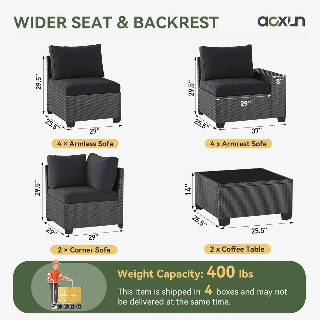 Ensemble de mobilier de terrasse extérieur avec coussins épaissis de 10 cm