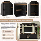 Ensemble mural de centre multimédia de style ferme 4-en-1 ModernLuxe, compatible avec les téléviseurs jusqu'à 70 pouces, meuble TV avec étagères réglables et tiroirs