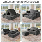 Verstellbares Cloud-Ecksofa, bequemes Cord-Ecksofa mit tiefem Sitz und hohen Kissen, einfache Montage