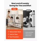 Socle pour lave-linge et sèche-linge VEVOR, hauteur de 22,6 po, 29 x 29 po, avec plateau coulissant et espace de rangement, capacité de charge de 800 lb, antidérapant, blanc