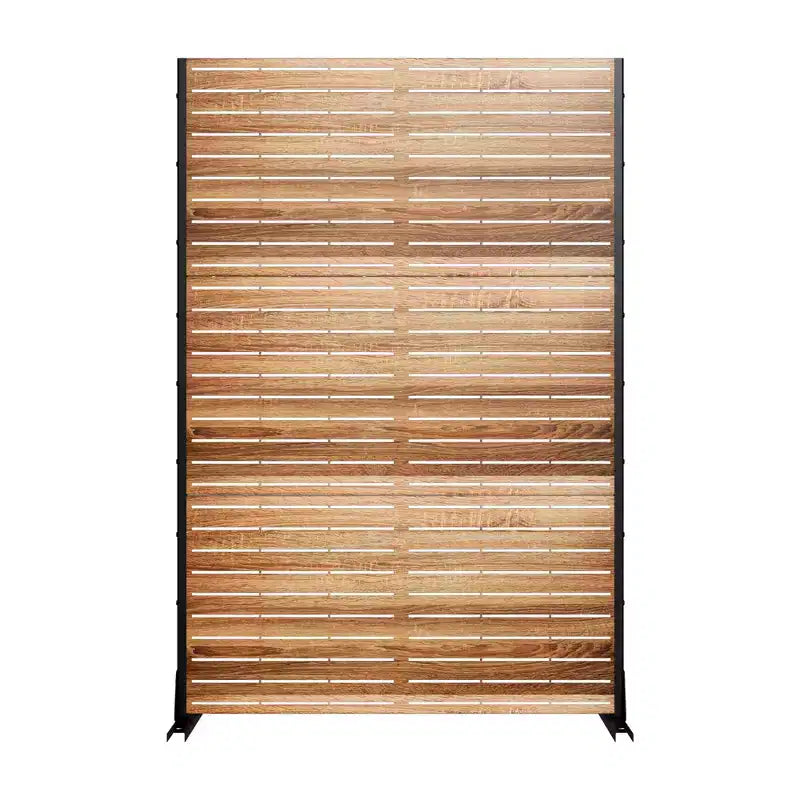 MAYEERTY 72-Zoll-Raumteiler mit verzinktem Rahmen, Sichtschutz aus Holzmaserung, Gartenzaun für die Terrasse, Beige