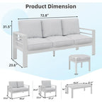AECOJOY 7-delige aluminium tuinmeubelset voor buiten, loungeset