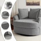 Fauteuil pivotant tonneau surdimensionné de 43 W en velours côtelé moelleux avec accoudoirs encastrés