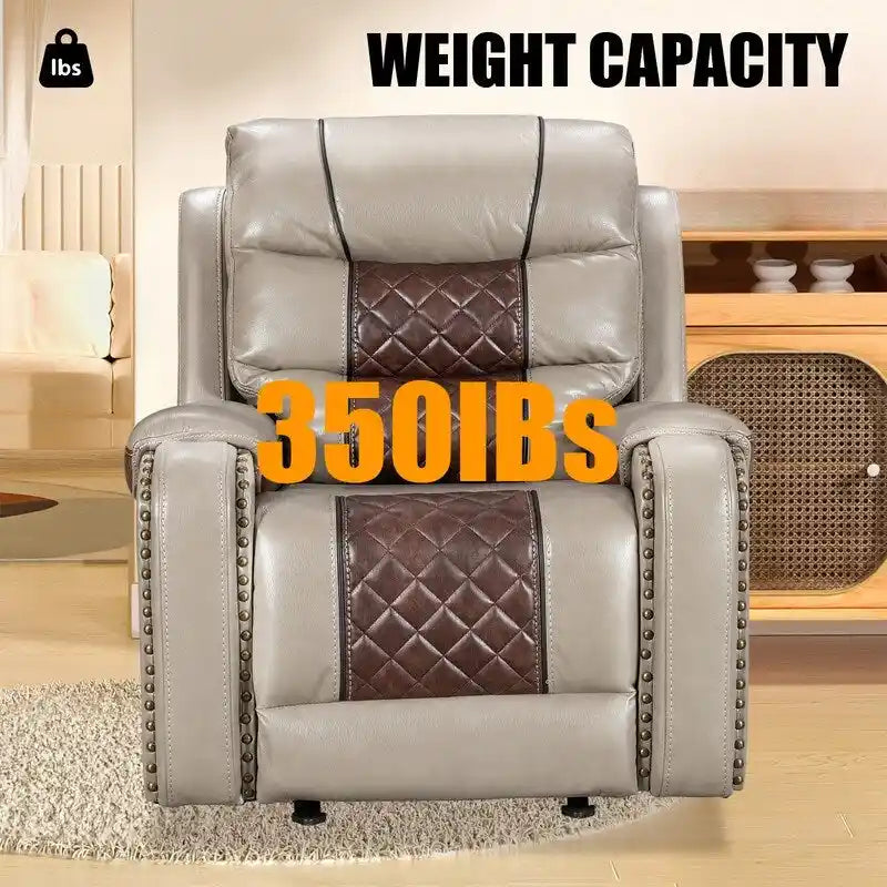 Velké polohovací křeslo z imitace kůže v americkém designu do obývacího pokoje