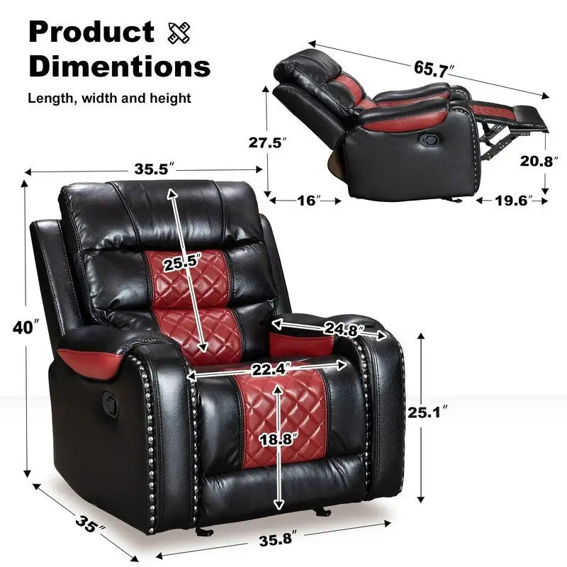 Fauteuil inclinable grand format en similicuir, design américain, pour le salon