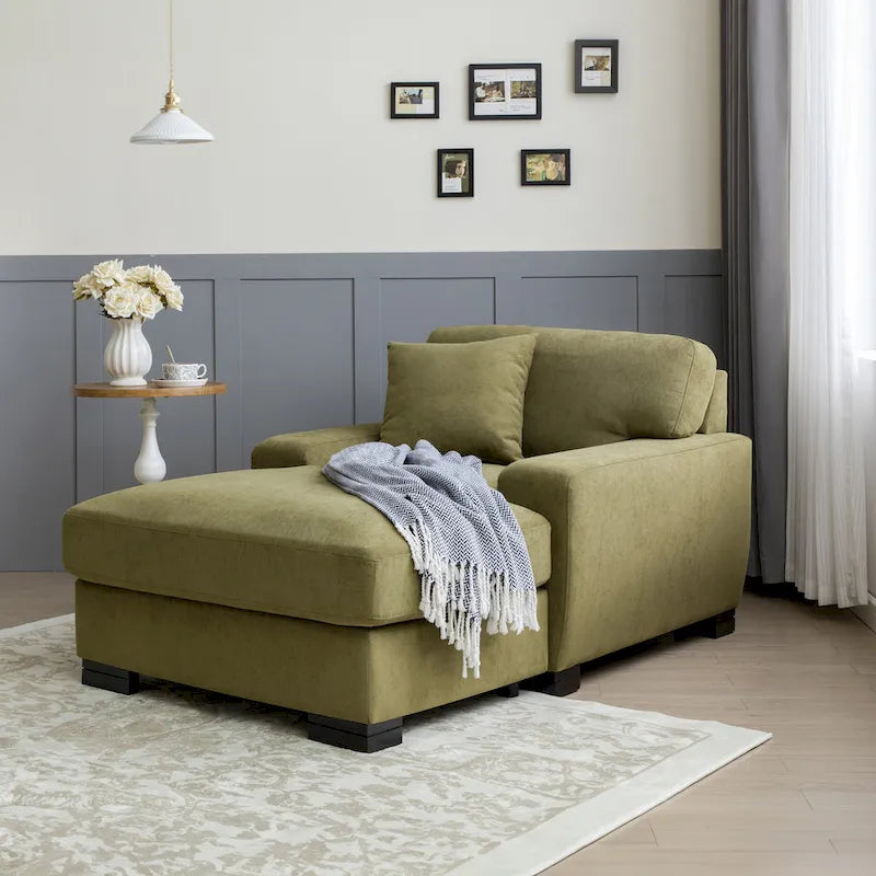 Canapé-lit moderne surdimensionné avec méridienne, style mi-siècle, avec coussin