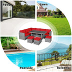 Costway 7-teiliges Dining-Set aus Polyrattan für die Terrasse mit Ecksofa, Couch und Hocker – Details anzeigen