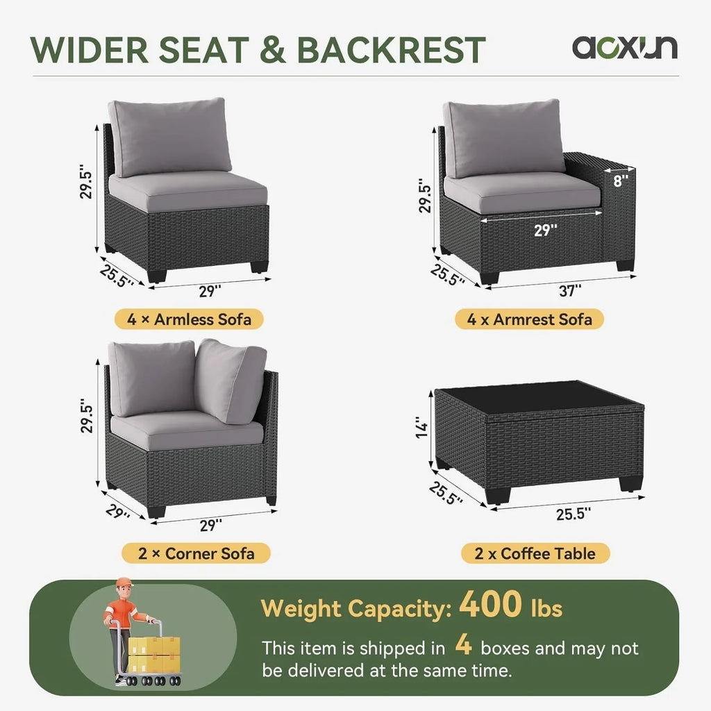 Ensemble de mobilier de terrasse extérieur avec coussins épaissis de 10 cm