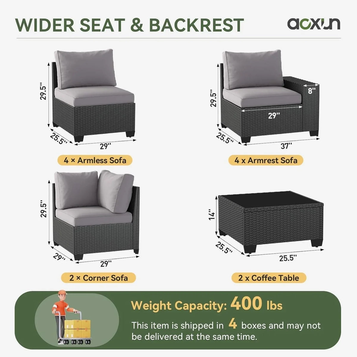 Ensemble de mobilier de terrasse extérieur avec coussins épaissis de 10 cm