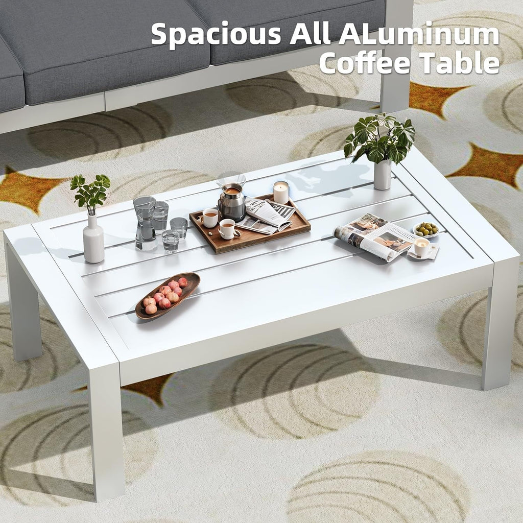 AECOJOY 7-delige aluminium tuinmeubelset voor buiten, loungeset