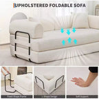 4-in-1-Schlafsofa, 79 Zoll rahmenlose Faltbodenmatratze aus Cord mit Kissen, ohne Montage, Loveseat für kleine Wohnungen