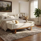 Christopher Knight Home Paulina moderne bank van rubberhout met bouclébekleding