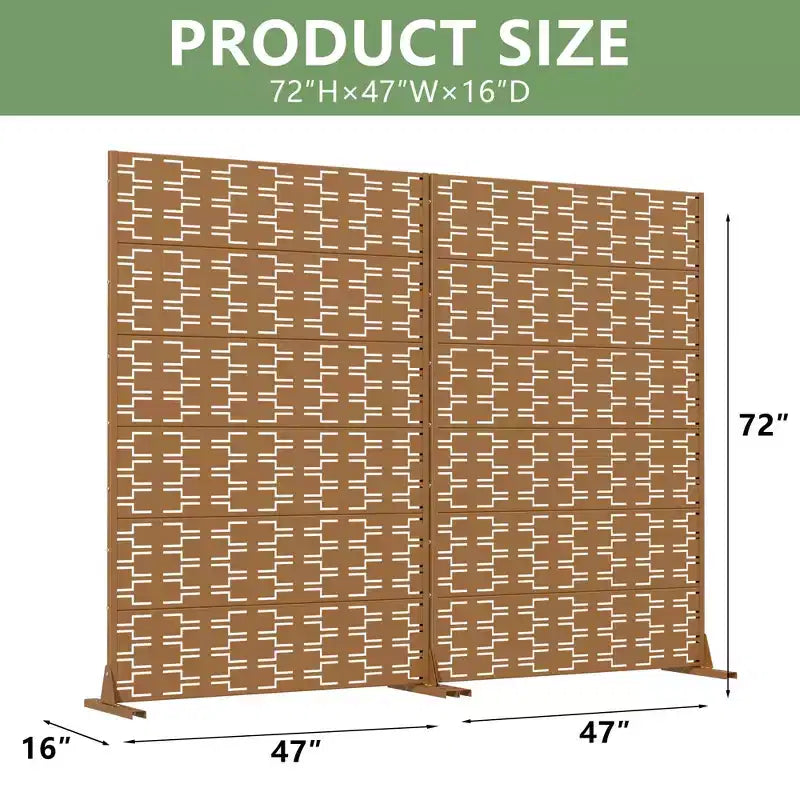 MAYEERTY Brick 01 brauner Raumteiler aus verzinktem Stahl, 72x47x16, 6-teilig, beidseitig rostfreier Sichtschutz