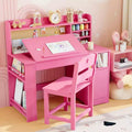Ensemble bureau et chaise d’étude pour enfants avec rangement, bureau d’étude pour enfants avec dessus et plateau inclinable, de 3 à 8 ans, table d’écriture pour chambre