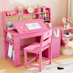 Ensemble bureau et chaise d’étude pour enfants avec rangement, bureau d’étude pour enfants avec dessus et plateau inclinable, de 3 à 8 ans, table d’écriture pour chambre