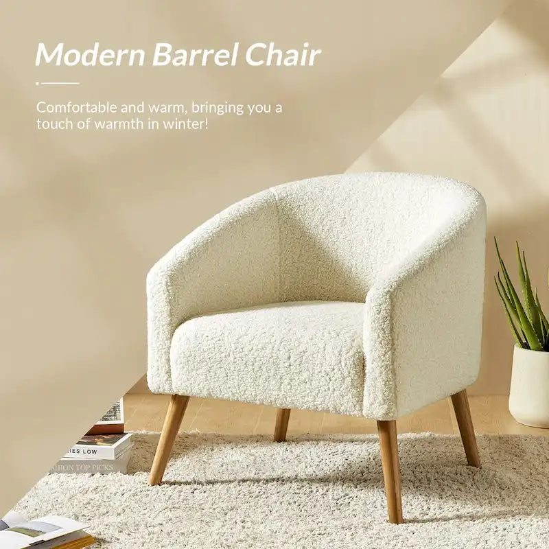 Sheila moderner 30 W Bouclé-Sessel mit Beinen aus Massivholz, 2er-Set von HULALA HOME
