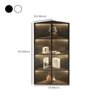 Modern Grey Metal Wood Corner Display Cabinet with Glass Door