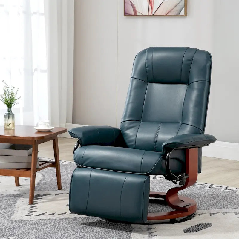 Fauteuil inclinable HomCom en similicuir, réglable, à base pivotante et commande manuelle, avec repose-pieds confortable et relaxant