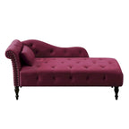 Moderne chaise longue van 60,6 inch met fluwelen bekleding, gecapitonneerde knopen, massief houten poten en sierspijkers