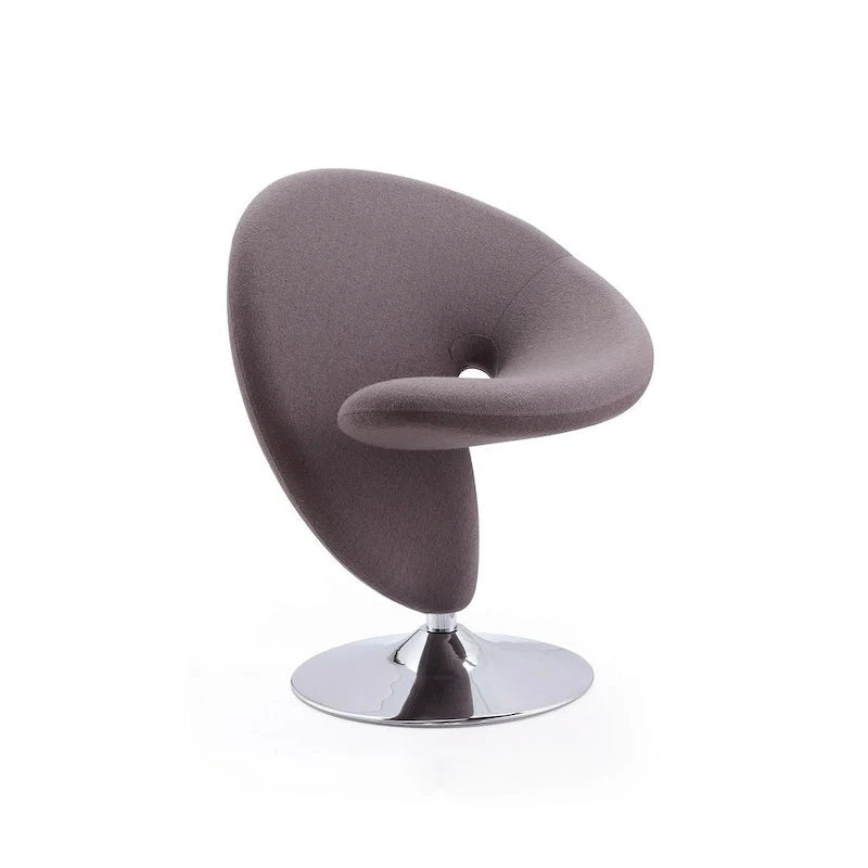 Manhattan Comfort Curl drehbarer Akzentstuhl aus Wollmischgewebe mit Chromgestell (2er-Set)