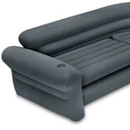 Intex Ecksofa in L-Form, aufblasbare Lounge-Couch mit Getränkehaltern, Grau (2er-Pack) – 26