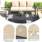 AECOJOY 7-delige aluminium tuinmeubelset voor buiten, loungeset