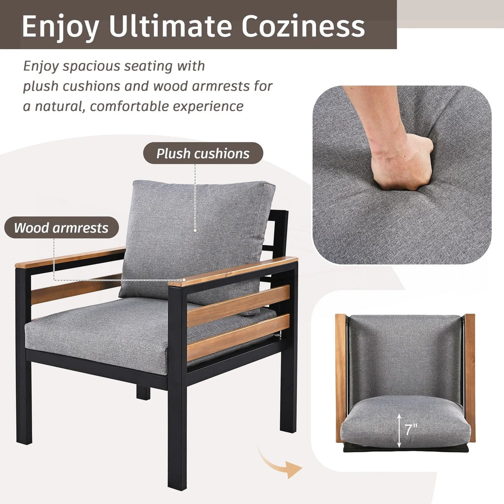 Conjunto de sofá de exterior com 4 peças