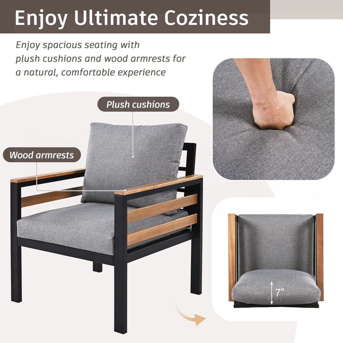 Conjunto de sofá de exterior com 4 peças