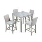 Modernes 5-teiliges Esszimmer-Set mit quadratischem Tisch in Tresenhöhe und 4 gepolsterten Stühlen