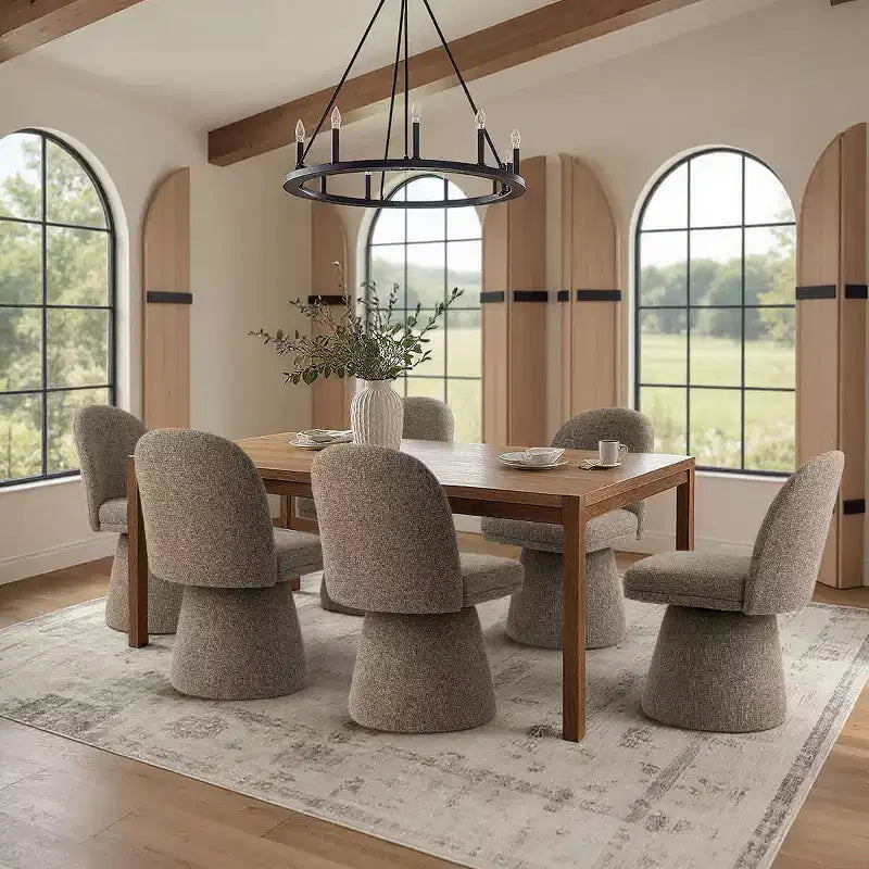 Ensemble de 6 chaises de salle à manger modernes pivotantes à 360°, sans accoudoirs, avec piètement de style piédestal, chaises d’appoint élégantes pour la cuisine, la salle à manger ou le bureau -Panipeachy