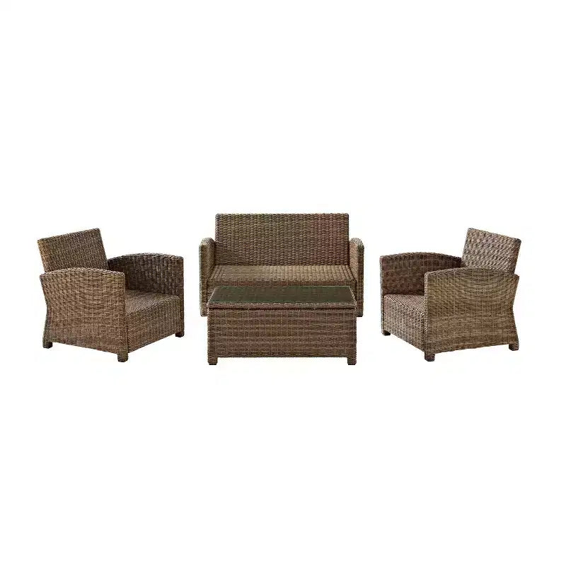 Conjunto de conversação de exterior em vime com 4 peças Bradenton - Crosley