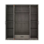 Armoire-penderie en bois à 4 portes avec tringle, 1 tiroir et étagères de rangement