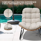 Fauteuils papasan d’extérieur avec coussin, en rotin PE, confortables pour la terrasse avec table d’appoint
