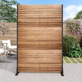 MAYEERTY 72-Zoll-Raumteiler mit verzinktem Rahmen, Sichtschutz aus Holzmaserung, Gartenzaun für die Terrasse, Beige