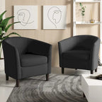 Set di 2 poltrone d'accento moderne in lino, a forma di botte, poltrone club