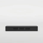 Minimalistický TV stolek se zásuvkami, masivní dřevěná mediální konzole s úložnými skříňkami, výklopnými dvířky, ořechovou dýhou, plně sestavený